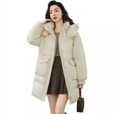 鸭鸭 时尚百搭连帽纯色加厚羽绒服 女款