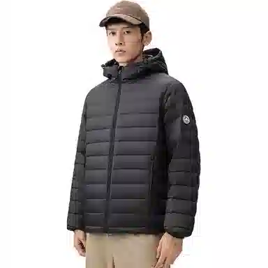 鸭鸭 纯色休闲连帽短款外套羽绒服 男款