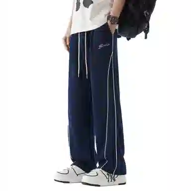 王者荣耀 鲁班七号星空梦想款 美式校园风卫裤户外跑步篮球品牌字母刺绣标系带百搭宽松垂感透气舒适直筒织带休闲裤 男女同款