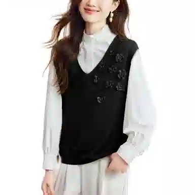 曲韩 无袖背心女小个子常规爆款针织衫 女款