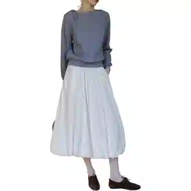 哒头下雨不愁 纯色适中宽松高腰休闲长裙 女款