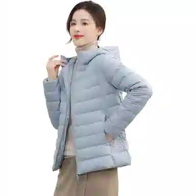 鸭鸭 纯色通勤连帽轻薄款短款外穿时尚百搭羽绒服 女款