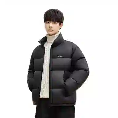 鸭鸭 中青年韩版休闲基础百搭短款立领户外运动加厚保暖暗黑面包羽绒服 男女同款