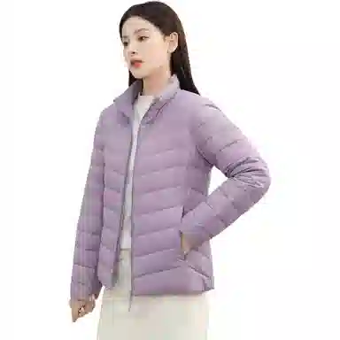 鸭鸭 纯色通勤连帽轻薄款短款外穿时尚百搭羽绒服 女款