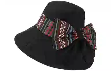 优幽兰 百搭潮流小众设计感民族风可折叠骑车大檐遮阳时尚旅游度假防紫外线太阳夏 聚酯纤维 防晒帽 女款