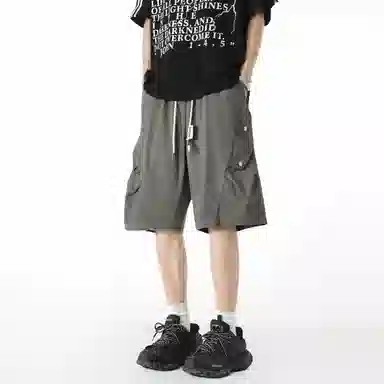 敦煌博物馆 美式潮流褶皱薄款跑步篮球裤宽松凉感舒适透气纯色简约百搭五分休闲短裤 男女同款