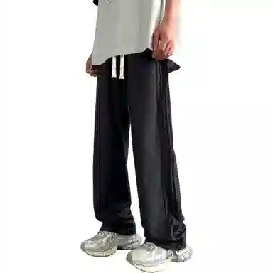 大卫贝肯 美式高街复古字母刺绣系带爆款打孔透气速干时尚百搭宽松舒适直筒运动休闲裤 男女同款