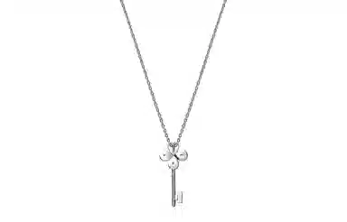 Swarovski Key Clover Pendant Necklace Silver