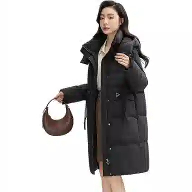 鸭鸭 中长款连帽时尚休闲保暖外套羽绒服 女款