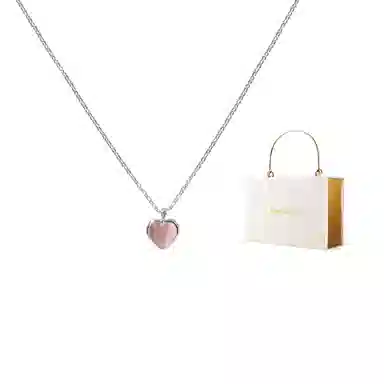 指尖瑰宝 粉色爱心吊坠 夏季新款甜美 设计感粉猫眼 冰糖爱心 项链 女款 礼盒
