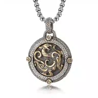 IDEAGEMER Five Elements Dragon Pendant Necklace 925 Silver