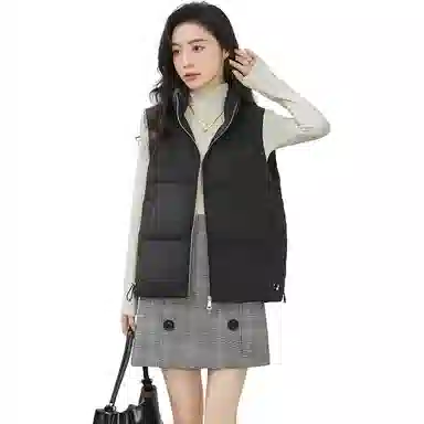 鸭鸭 拉链纯色短款马甲 女款