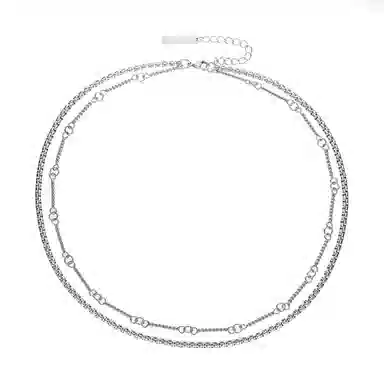 琅风 双层竹节链饰质感百搭高级气质可调节 钛钢 项链 男款