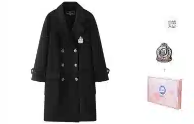 东鲸岁时记 毛呢学院风双排扣大衣 女款 黑色