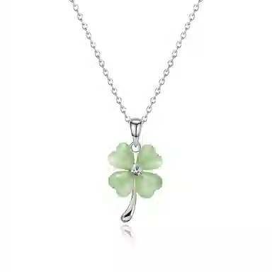 【幸运女神 I 请你发财！】 克兰茜 四叶草系列 浪漫精致甜美锁骨链 简约气质优雅心动日常百搭可调节手饰 玻璃猫眼 项链 女款