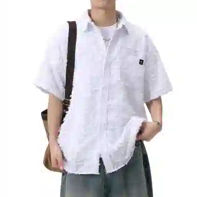 王者荣耀 美式复古格子流苏宽松舒适时尚百搭校园风少年感无性别休闲翻领纽扣短袖衬衫 男女同款