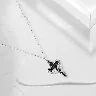 Muyan Lava Cross Pendant Necklace S999 Silver