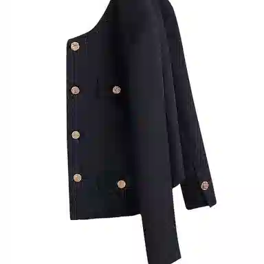 丝柏舍 小香风长袖单排扣圆领舒适简约气质截短外套 女款