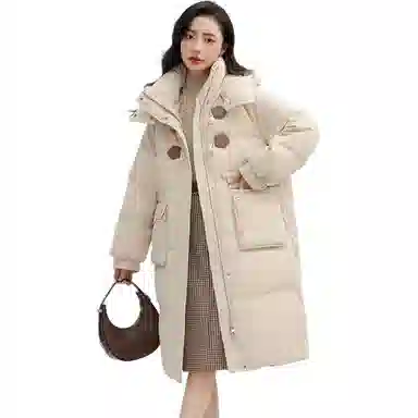 鸭鸭 纯色休闲连帽保暖长袖羽绒服 女款