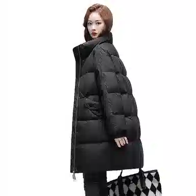 鸭鸭 宽松中长款立领茧型百搭保暖通勤韩系羽绒服 女款