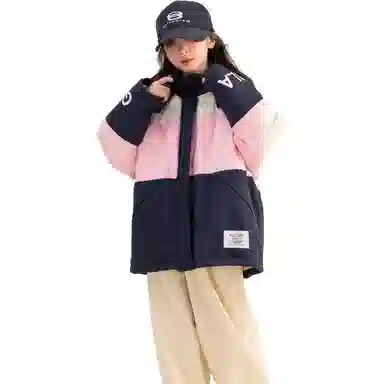 鸭鸭 童装 拼色连帽保暖休闲长袖羽绒服 儿童款