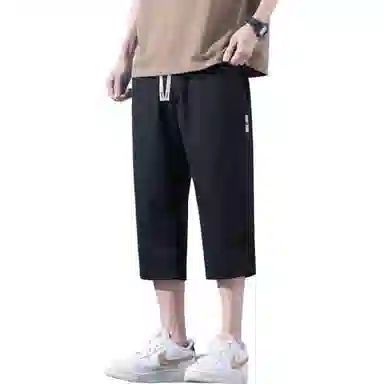 瑞梵帝斯 美式潮牌薄款速干凉感抽绳健身跑步宽松柔软户外运动吸汗透气弹力松紧中腰直筒七分裤休闲短裤 男款