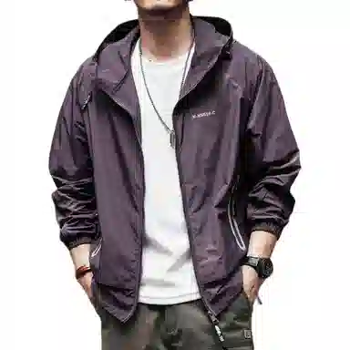 格蓝鹿 纯色美式休闲连帽防晒服 男款