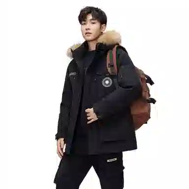 鸭鸭 蓝钻系列 中青年时尚韩版休闲百搭连帽宽松户外运动防寒保暖中长款羽绒服 男女同款