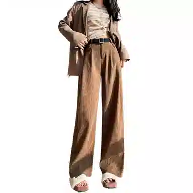 玉儿恋 纯色高腰阔腿裤休闲裤 女款