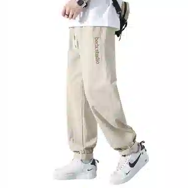 顶峰保罗 刺绣工装纯棉潮牌长裤运动潮流百搭宽松无性别主义运动裤直筒时尚阔腿设计感休闲裤 男女同款