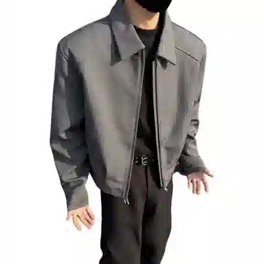 布客行 美式高街潮牌时尚个性设计感纯色日常通勤基础款休闲翻领宽松夹克外套 男女同款