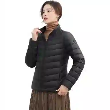 鸭鸭 纯色通勤连帽轻薄款短款外穿时尚百搭羽绒服 女款