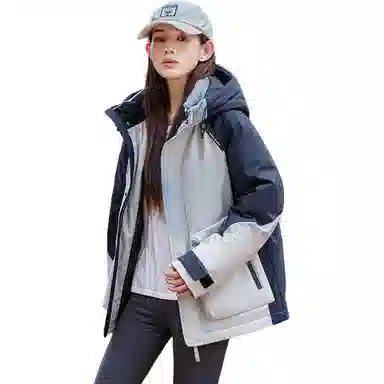 鸭鸭 时尚短款连帽宽松羽绒服 男女同款