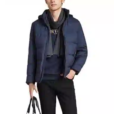 梦特娇 可脱卸帽纯色休闲羽绒服 男款