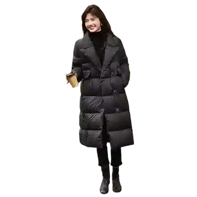 【dme】 纯色基础加厚保暖气质长款翻驳领羽绒服 女款