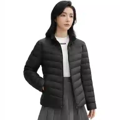 鸭鸭 纯色通勤连帽轻薄款短款外穿时尚百搭羽绒服 女款