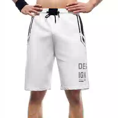 墨立方 胶浆印花，白色烫银印花，隐形拉链口袋运动短裤 男款