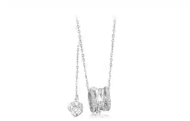 牧言 冷淡风简约小众设计高级感 光面立体闪耀小蛮腰流苏玫瑰花可调节锁骨链 合金 项链 男女同款情侣款