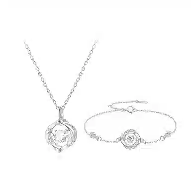 【S999足银纯银】 七七银饰 莫比乌斯 跳动的心第三秒心动 梦幻浪漫灵动闪耀 精致轻奢小众 锁骨链 学生 琉璃 项链 男女同款情侣款