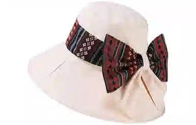 优幽兰 百搭潮流小众设计感民族风可折叠骑车大檐遮阳时尚旅游度假防紫外线太阳夏 聚酯纤维 防晒帽 女款