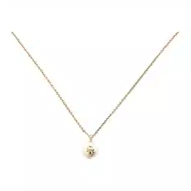 Tory Burch Pearl Logo Pendant Necklace Gold