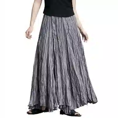 陆与山屿 纯色中腰宽松百搭休闲长裙 男女同款