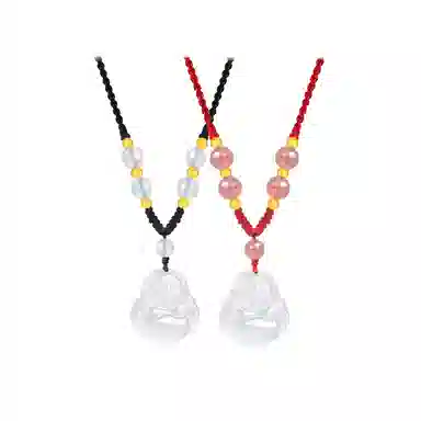 【顺丰包邮】 中国珠宝 笑口常开 笑脸弥勒佛招财纳福小佛公国风新中式小巧百搭可调节锁骨链好运 玉髓 项链 男女同款情侣款