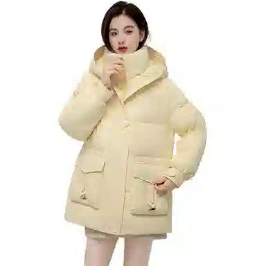 鸭鸭 时尚连帽双层面料百搭外套羽绒服 女款