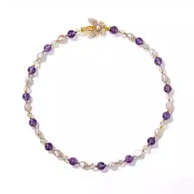 【心想事成】 指尖瑰宝 天然淡水珍珠蝴蝶首饰 助学业旺事业上岸#好运 紫水晶 项链 女款