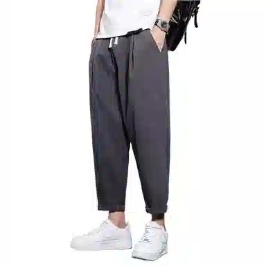 玉儿恋 薄款潮流运动百搭宽松九分休闲裤 男款