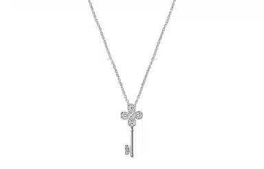 Swarovski Key Clover Pendant Necklace Silver