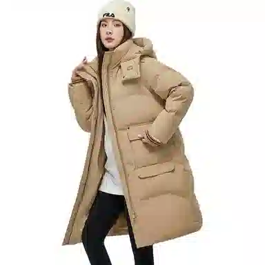 鸭鸭 纯色连帽拉链加厚休闲长袖羽绒服 女款