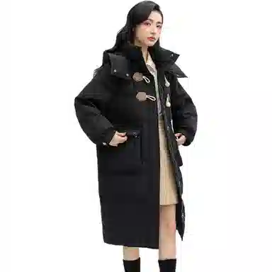 鸭鸭 纯色休闲连帽保暖长袖羽绒服 女款