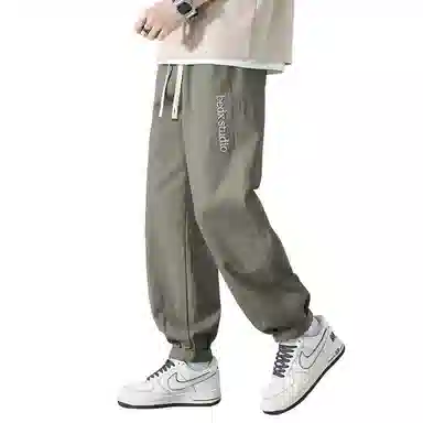 顶峰保罗 刺绣工装纯棉潮牌长裤运动潮流百搭宽松无性别主义运动裤直筒时尚阔腿设计感休闲裤 男女同款